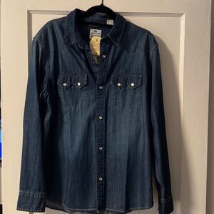 Levi's Relaxed Fit Denim Shirt with embroidered M on sleeve